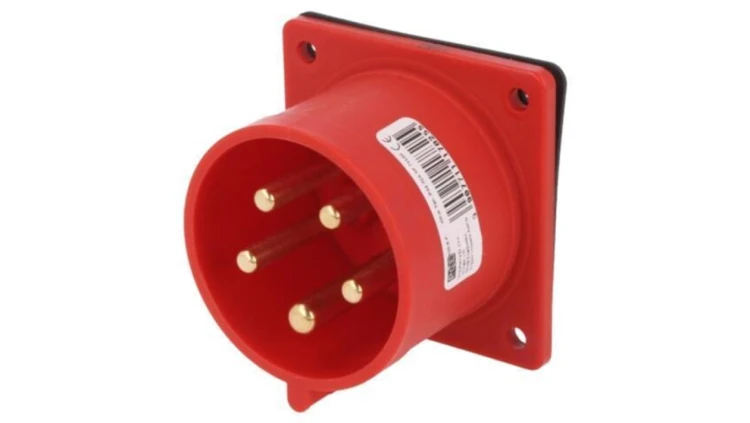 625-6F7 Złącze zasilające 3-fazowe AC, gniazdo męskie, 32A/400VAC, IP44