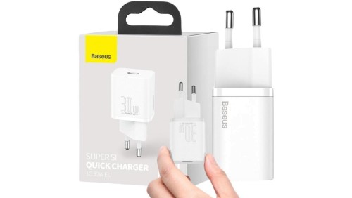 ŁADOWARKA SIECIOWA Baseus Super Si Quick Charger 1C CSUP-J02 30W 1x USB-C PD 3.0 QC 3.0 BIAŁA