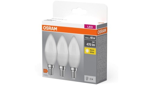 3PAK Żarówka LED E14 B37 4,9W = 40W 470lm 2700K Ciepła 200 OSRAM