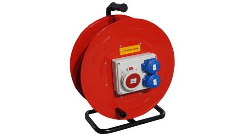 IP67 2xGS230V 16A, 1xCEE 16A 5P 400V, 40m Przedłużacz budowlany siłowy na metalowym bębnie, H07RN-F 5x2,5mm2 PARTNERSITE 17435