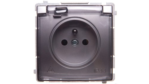 Simon Basic Gniazdo pojedyncze z/u bryzgoszczelne IP44 16A 250V srebrny mat BMGZ1B.01/43A