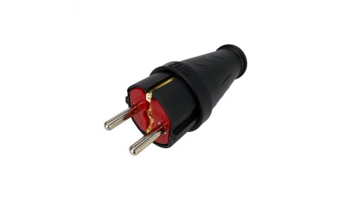 Wtyczka gumowa prosta z uziemieniem Schuko czarna HOROZ ELECTRIC