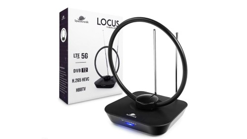 Antena pokojowa DVB-T2 Spacetronik Locus TV zasilacz 45dB