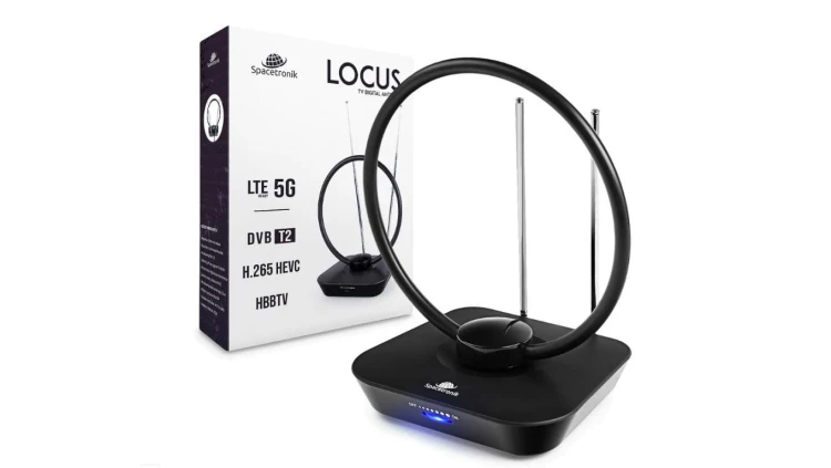 Antena pokojowa DVB-T2 Spacetronik Locus TV zasilacz 45dB