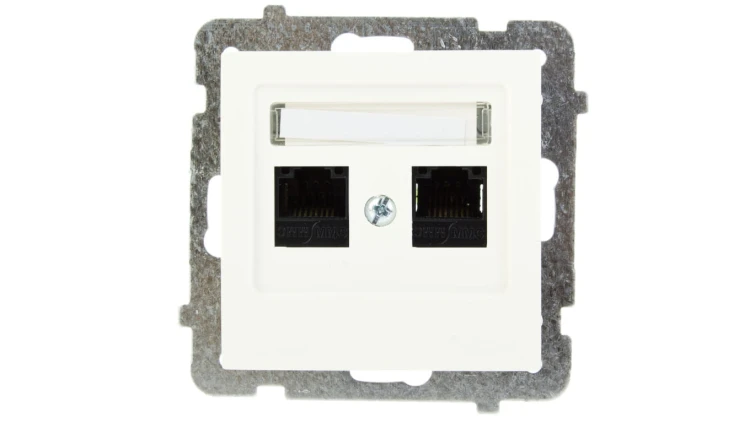 AS Gniazdo komputerowe podwójne RJ45 kat.5e MMC ecru GPK-2G/K/m/27