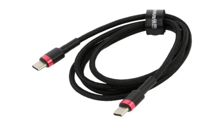 Kabel USB C wtyk z obu stron 1m czarny tekstylny 60W CATKLF-G91