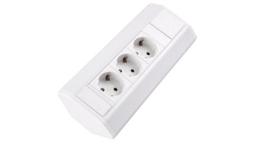 Gniazdo meblowe, blatowe 3x Schuko przedłużacz narożny 1,8m biały CORNER BOX