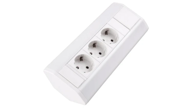 Gniazdo meblowe, blatowe 3x Schuko przedłużacz narożny 1,8m biały CORNER BOX