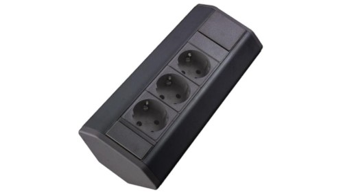 Gniazdo meblowe, blatowe 3x Schuko przedłużacz narożny 1,8m czarny CORNER BOX