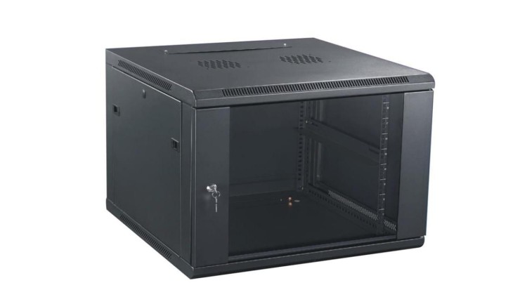 GT Networks Szafa 19” StandardLINE wisząca 12U 600x600mm czarna drzwi blacha-szkło boki demontowalne