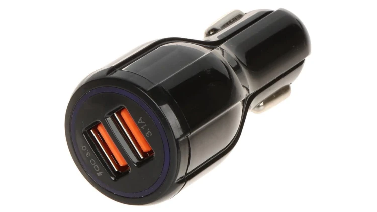 Ładowarka samochodowa USB 5V/3.1A/2XUSB-QUICK3.0/CAR