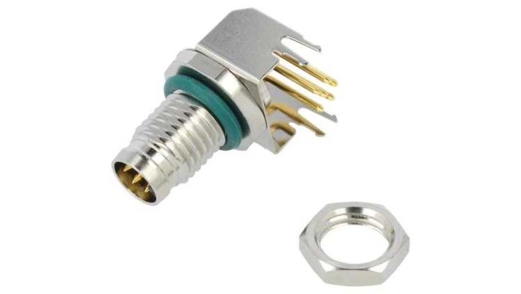 M8AS-06PMMR-SF8001 Złącze M8 męski 6PIN kątowe 90 na PCB gniazdo 1,5A IP68