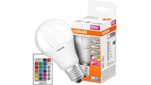 Żarówka LED E27 A60 9W = 60W 806lm RGBW 180 OSRAM Star + PILOT