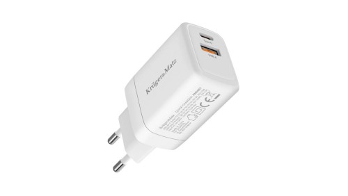 Ładowarka sieciowa GaN 1x USB typ-A Quick Charge 3.0 + 1x USB typ-C Power Delivery 3.0 45W