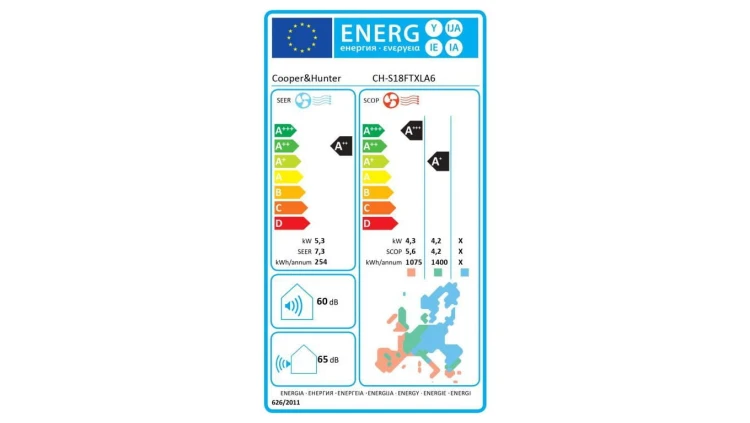 Klimatyzator ścienny CiH, Arctic Plus, CH-S18FTXLA6, 5,3 kW, 5 lat gwarancji, Grzanie i Chłodzenie, Wi-fi