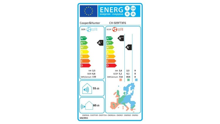 Klimatyzator ścienny CiH, Vital Plus, CH-S09FTXF6, 2,5 kW, 5 lat gwarancji, Grzanie i Chłodzenie, Wi-fi