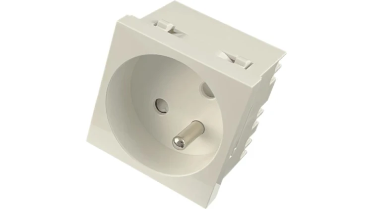Gniazdo zasilające 230V 2P+Z 2M 45x45 z kluczem białe Mediabox do budowy gniazd modułowych wielokrotnych Alantec