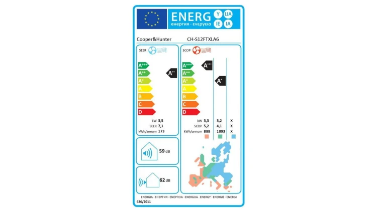 Klimatyzator ścienny CiH, Arctic Plus, CH-S12FTXLA6, 3,51 kW, 5 lat gwarancji, Grzanie i Chłodzenie, Wi-fi