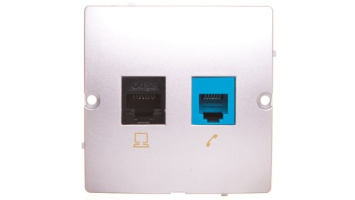Simon Basic Gniazdo komputerowe RJ45 kat.5e + telefoniczne RJ12 srebrny m