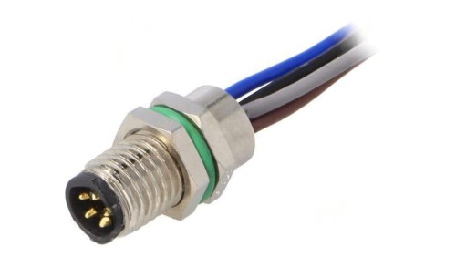 Złącze M8 męskie PIN: 5 30V IP67 na panel,nakrętka od przodu PXMBNI08RPM05BFL001