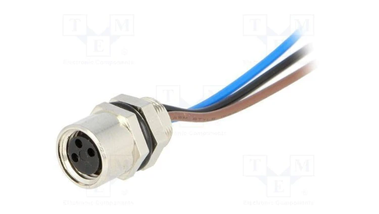 Złącze M8 żeńskie PIN 3 3A 60V IP67 Nano-Change proste 300mm 1200310015