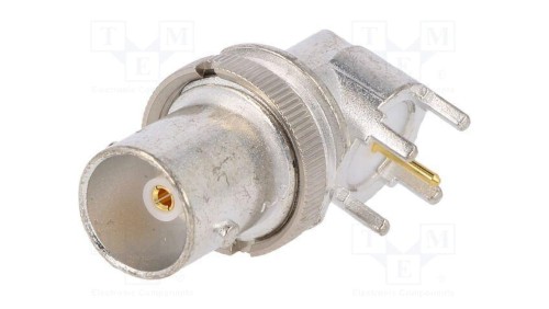Złącze BNC gniazdo żeńskie kątowe 90 75 THT na PCB PTFE 73171-3356