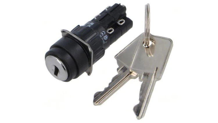 Przełącznik obrotowy z kluczem 16mm Poz.stab 2 NC x2 + NO x2 51-236.025D2