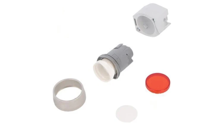 Przełącznik przyciskany 22mm Poz.stab 1 czerwony IP65 płaski 704.032.2
