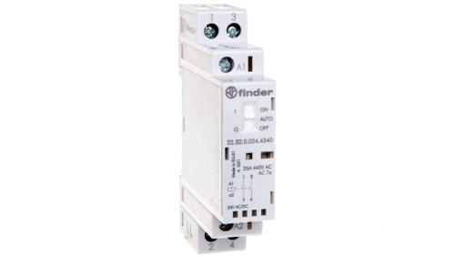Stycznik modułowy 2Z 25A 24V AC/DC funkcja Auto-On-Off wskaźnik zadziałaniua + LED 17,5mm 22.32.0.024.4340
