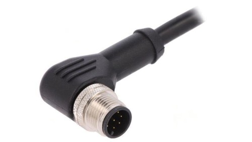 Złącze M12 wtyk męskie PIN: 8 kątowe 2A 30V IP67 przewody PXPPVC12RAM08ACL010PVC