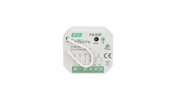 Radiowy podwójny przekaźnik bistabilny - montaż p/t 85-265V AC/DC FiWave FW-R2P