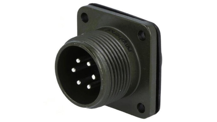 Złącze okrągłe gniazdo kołnierz (4 otwory) na panel -PIN 6 DS3102A 14S-6P