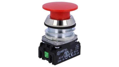 Przełącznik przyciskany, Ilość pozycji stabilnych: 1, NC + NO, czerwony, 30mm NEF30-DCXY