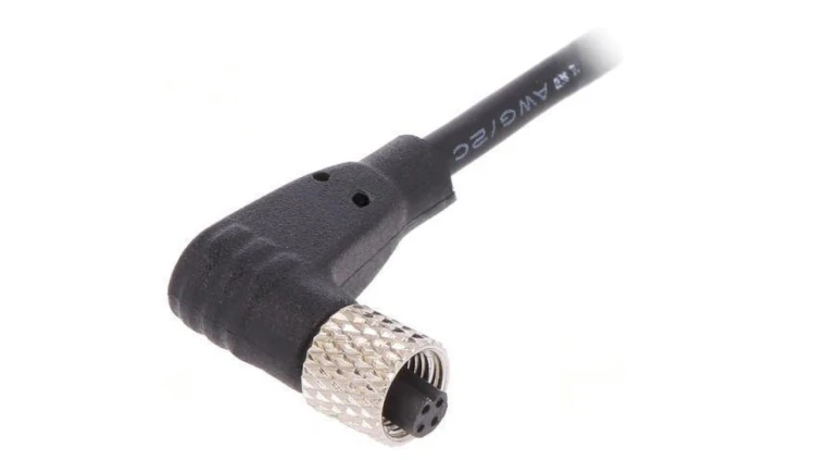 Złącze M5 wtyk żeńskie przewody PIN: 4 1A kątowe IP67 60V PXPPVC05RAF04ACL010PVC