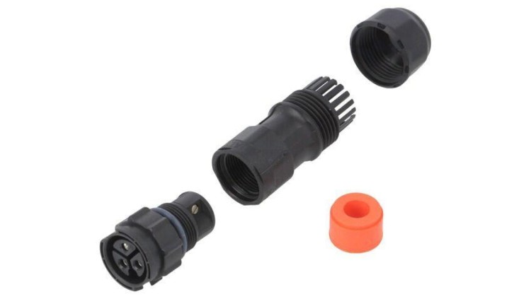 Złącze okrągłe X-Lok, wtyk, motaż na przewód, PIN: 3 żeńskie ze stykami IP68 CC-03BMFB-QL8SPP