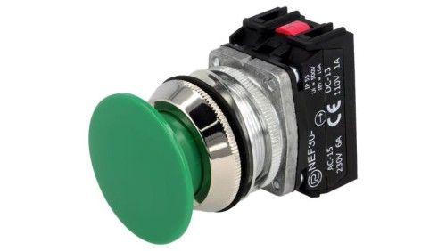 Przełącznik przyciskany, Ilość pozycji stabilnych: 1, NC + NO, zielony, 30mm, IP55 NEF30-DZXY