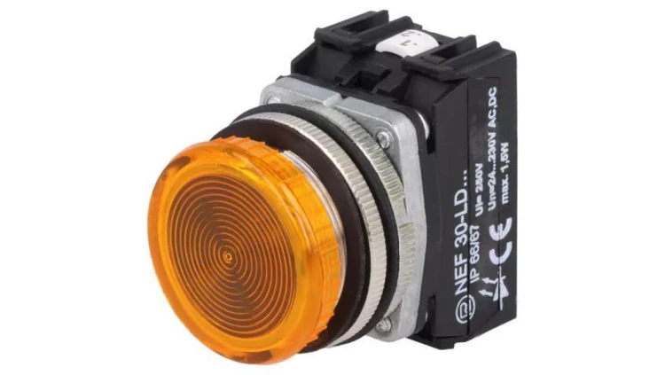 Lampka kontrolna, Podświetlenie: LED (żółty), 24÷230VAC 24÷230VDC, NEF30 NEF30-LDG 24-230V AC/DC