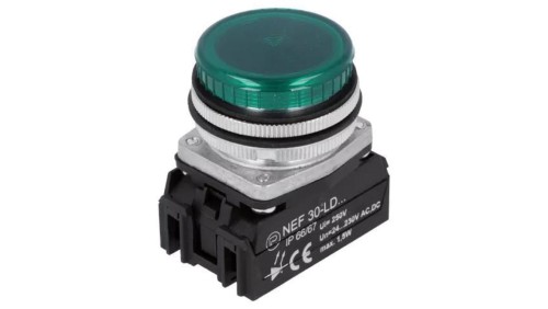 Lampka kontrolna, 30mm, Podświetlenie: LED, Ø30,5mm, 24÷230VAC, IP20, NEF30 NEF30-LDZ 24-230V AC/DC