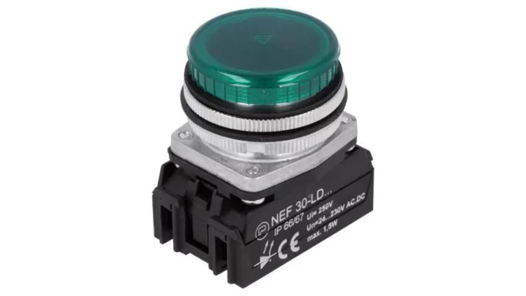 Lampka kontrolna, 30mm, Podświetlenie: LED, Ø30,5mm, 24÷230VAC, IP20, NEF30 NEF30-LDZ 24-230V AC/DC