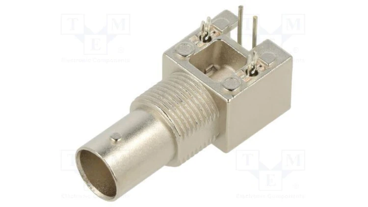 Złącze BNC gniazdo żeńskie kątowe 90 75 THT na PCB złocony 73101-0120