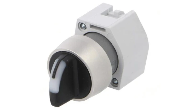 Przełącznik obrotowy 22mm Poz.stab 1 żółty/czarny BA9S,LED 704.413.0I