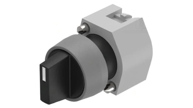 Przełącznik obrotowy 22mm Poz.stab 2 szary/czarny brak IP65 704.410.0