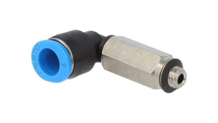 Złączka wtykowa gwintowana,kątowa 90 -0,95-6bar Gwint M5 153341