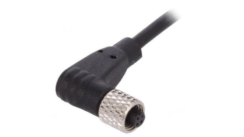 Złącze M5 wtyk żeńskie przewody PIN: 3 1A kątowe IP67 60V PXPPVC05RAF03ACL010PVC