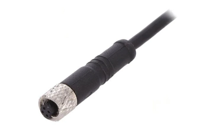 Złącze M5 wtyk żeńskie przewody PIN: 4 1A proste IP67 60V PXPPVC05FBF04ACL010PVC