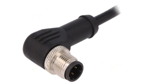 Złącze M12 wtyk męskie PIN: 4 kątowe kod D-Ethernet 4A 250V PXPPVC12RAM04DCL010PVC