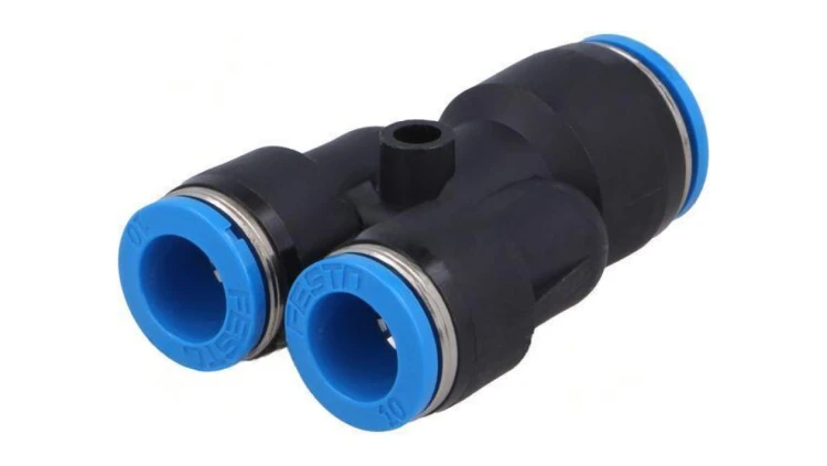 Trójnik redukcyjna,wtykowa -0,95-6bar polimer Øwyj 10mm 153156