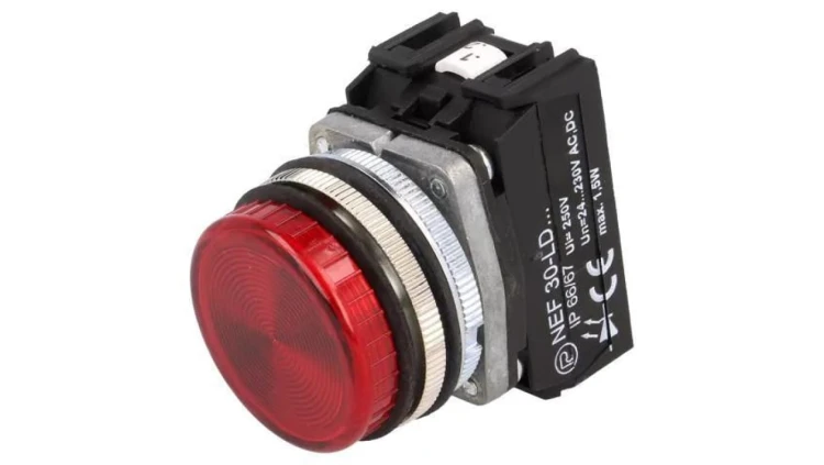 Lampka kontrolna, 30mm, Podświetlenie: LED, Ø30,5mm, 24÷230VAC, IP20, NEF30 NEF30-LDC 24-230V AC/DC