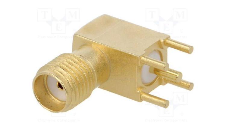 Złącze SMA gniazdo żeńskie kątowe 90 50 THT na PCB PTFE 73391-0083