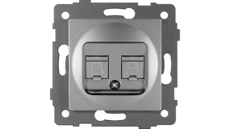 Gniazdo LAN podwójne 2xRJ45 kat.6 MODERN-Q, szare